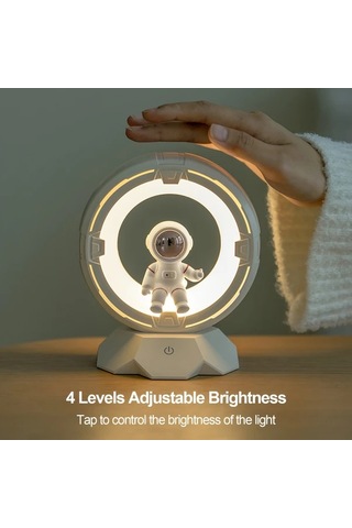 Honeybeeshop Bgprıder Modern Astronot Gece Lambası Pembe Dokunmatik 3 Renk Led 4 Parlaklık Seviyeli 1200mah Şarjlı Yatak Odası Masa Lambası Doğum Günü Noel Hediyesi Pembe