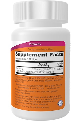 Now Foods Vitamin D3 Max Potency 50,000 Iu 50 Softgels Orijinal Usa Menşeii Dmmedicineden