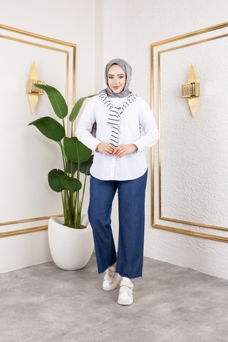 Beli Lastikli Keten Pantolon - Lacivert / A0104 Lacivert