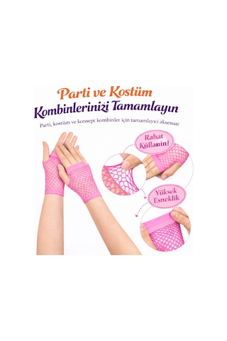 80 Ler 90 Lar Retro Neon Pembe File Parmaksız Kısa Eldiven 11 Cm Acı Kahverengi