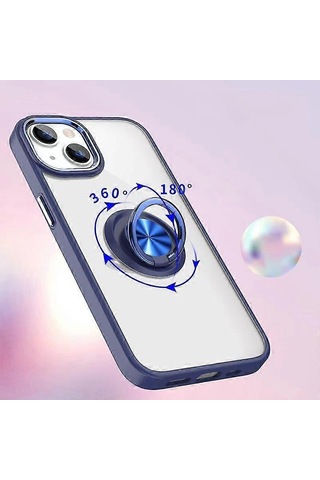 İphone Uyumlu 15 Ring Kickstand Koruyucu Telefon Kılıfı Şeffaf Akrilik+tpu Elektrokaplama Kapak