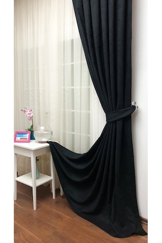 Evdepo Home Deniz Soft Pileli Fon Perde Siyah (486097157) Siyah