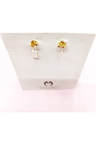 Oriental Kuyumculuk Jewellery Taşlı Altın Rengi Gümüş Küpe Altın