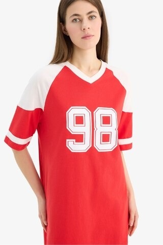 DeFacto Baskılı V Yaka Kısa Kollu Gecelik-Fall in Love E7649AX25SPRD227