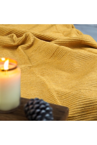 Verra Home Pamuk Battaniye Tek Kişilik Tv Battaniyesi 130 x 170 CM Hardal