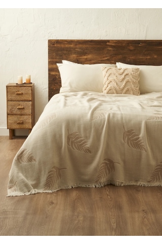Bella Maison Amaya Pamuklu Çift Kişilik Yatak Örtüsü Bej 200x220 Cm Bej - Kahverengi
