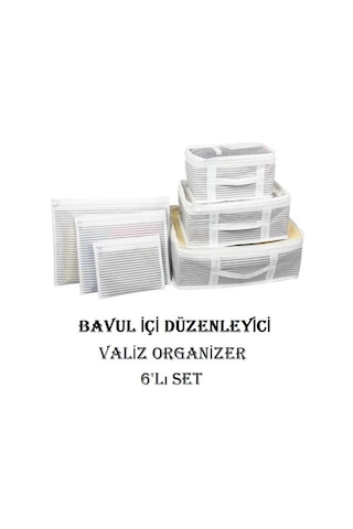 Alas Valiz Bavul İçi Çizgili Düzenleyici Organizer 6'lı Set