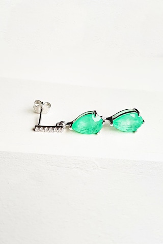 MorMajor Silver Tekli , Ithal Paraiba Tourmalin Taşlı Damla Kesim Gümüş Küpe-7356