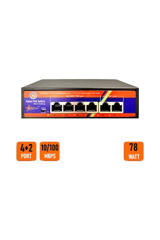 Ventus Starlink TS-L442GN 4 Port Poe + 2 Uplink 78 W 10/100 MBPS Switch