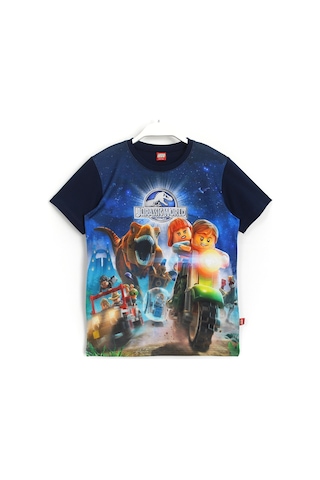 Dinazorlu Lego Jurassic World Oyun 3D Baskılı Kısa Kollu Yazlık Erkek Çocuk Tişört Lacivert