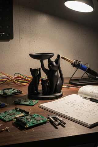 Oxyteez Kedi Figürlü Dekoratif Obje Siyah Renk Reçine Tasarım Ev Ve Ofis Dekorasyonu