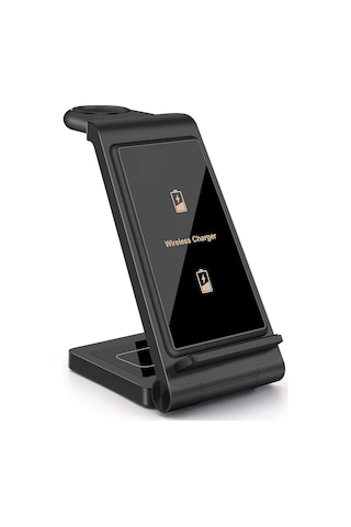 Microcase Apple Uyumlu iPhone-iOS Watch-Airpods 3in1 Manyetik Şarj Standı Siyah AL3697