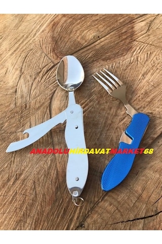 Kumanya Kaşiği Avcı Kampçı Seti Çatal Kaşık Seti Açacak Seti Kırmızı