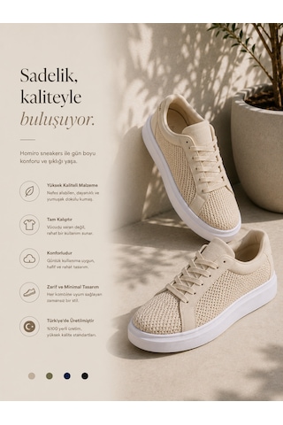 Günlük Rahat Taban Bağcıklı Sneaker Spor Ayakkabı Bej