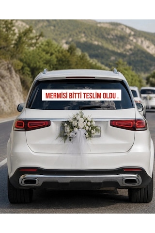 Mermisi Bitti Teslim Oldu Araba Arkası Konvoy Yazısı 100 15 Cm Beyaz