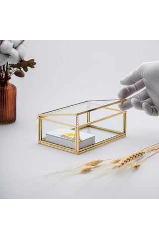 Cam Kutu Pirinç & Gold 20x10x5cm