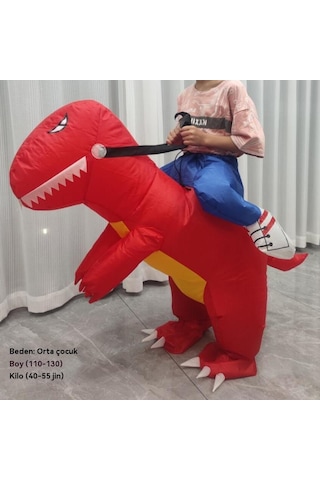 Unicomlifeerp Dinoşarj Kıyafetleri Çocuk Ve Yetişkin Aile Spor Etkinliği Kukla Yürüyüş Kostümleri Cadılar Bayramı Çocuk Gösteri Kostümleri Kırmızı 6-8