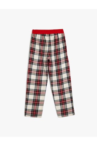 Koton Beli Lastikli Pamuklu Ekoseli Pijama Altı Kırmızı Ekose 5wlm50004mw