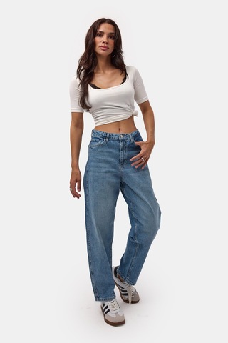 it's basic Kadın Mavi 4s6-4 Relax Fit Esnek Kumaş Denim Jean