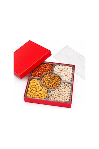 Kolix Kırmızı Boş Kuruyemiş Leblebi Kutusu Sert Taslama Kutu 5 Adet 19x19x8 Cm