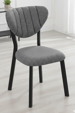 Nemeron Mutfak Sandalyesi Keten Kumaş Metal Sandalye Silinebilir Kafe Salon Sandalyesi - Gri Gri