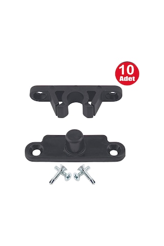 Pvc Kapı Pencere Sineklik Antrasit Plastik Çıt Çıt Kilit Menteşe Büyük Boy 5cm -10 Adet