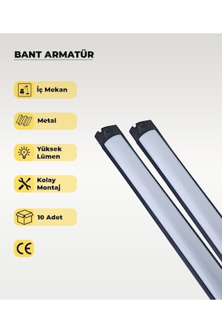 36w Siyah Led Bant Armatür Sarı Işık - 10 Adet