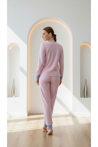 Divinus Ayıcık Desenli Patlı Pembe Kadın Pijama Takımı Pembe