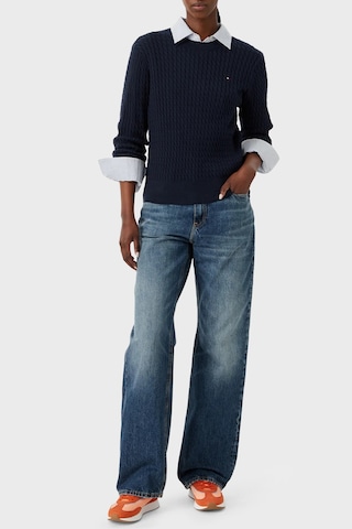 Tommy Hilfiger % 100 Pamuk Regular Fit Bisiklet Yaka Örgü Kazak Kadın Kazak Ww0ww44993 C1g Lacivert