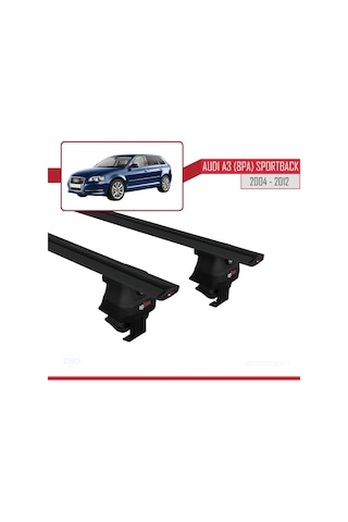Audi A3 8pa Sportback 2004-2012 Arası İle Uyumlu Ace-4 Ara Atkı Tavan Barı Siyah