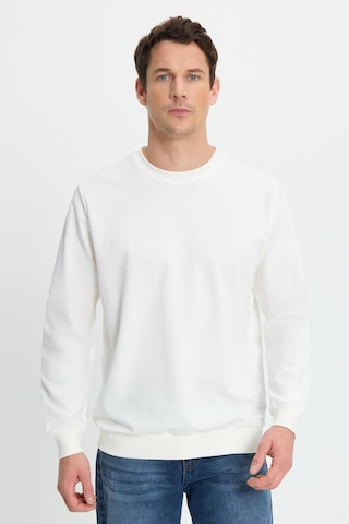 Tudors Erkek Relax Fit Rahat Kesim %100 Pamuk 2 İplik Bisiklet Yaka Beyaz Sweatshirt-41515 Beyaz