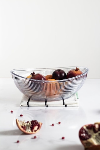 Akrilik Barok Şeffaf Büyük Oval Meyve & Salata Kasesi & Karıştırma Kabı / 3,3 Lt Cam Değildir Diğer