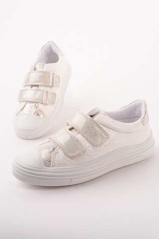 Muggo Oriella Kız Çocuk Cırt Cırtlı Simli Günlük Sneaker Spor Ayakkabı Beyaz