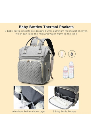 Maiyame Yeşil Anne Çanta Sırt Çantası, Isı Yalıtımlı Biberon Cepleri, Bebek Arabasına Takılabilir, Usb Şarj Portu, Su Geçirmez Nilon, Erkek Kadın Kullanıma Uygun Yeşil