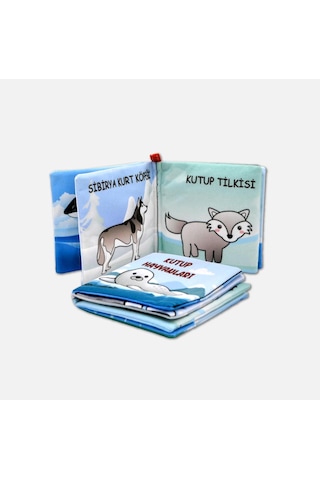 Tox Kutup Hayvanları Kumaş Sessiz Kitap T056 - Bez Kitap , Eğitici Oyuncak , Yumuşak Ve Hışırtılı