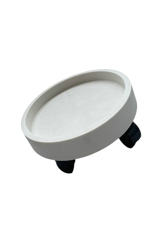 Tenfowee Plastik Dairesel Süs Bitki Tepsisi, 30mm Cam Gövde Tekerlekli, Su Toplama Kutusuyla, Balkon İçin Taşınabilir Taban