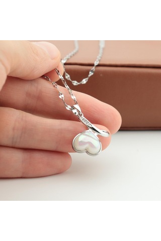 Pigado Paslanmaz Çelik Kalp Figürlü Çelik Kolye Gri