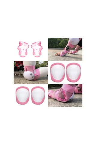 Suntek Çocuklar Kaykay Bisiklet Koruyucu Dişli Kıyafet Diz Pembe