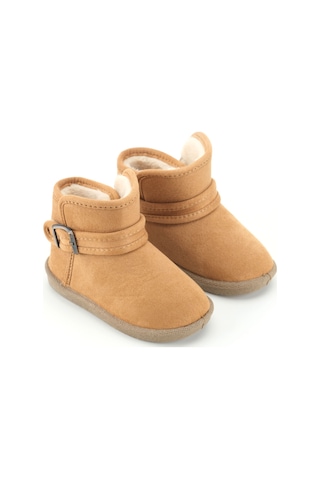 Gezer Kız Çocuk Kışlık Boğazdan Peluşlu Tek Kemer Cırt Cırtlı Ayarlanabilir Pvc Rahat Taban Ev Bahçe Camel