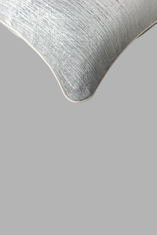 Kırlent Kılıfı Çizgili Desenli Jakarlı Dokuma Kumaş 2'li 45x45 Ve 35x50 Çift Taraflı Biyeli Açık Gri