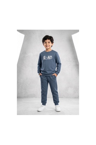 Deniva Kids Erkek Çocuk Mavi "stay" Baskılı Eşofman Takımı Alt-üst Set