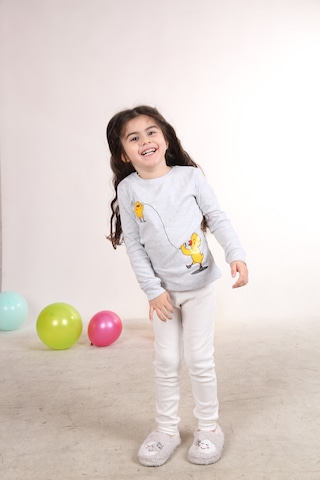 Teenyweenykids Civciv Baskı Pijama Takımı Gri