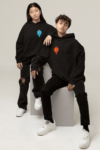 Ateş Ve Su Sevgili/çift/arkadaşlık 2'li Kapşonlu Sweatshirt Seti 001