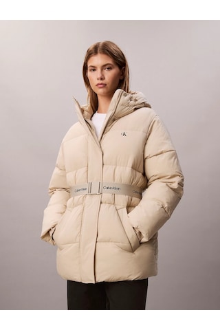 Calvin Klein Kemerli Orta Kalınlıkta Şişme Kadın Kahverengi Ceket Lv047d507g-nsu Kahverengi