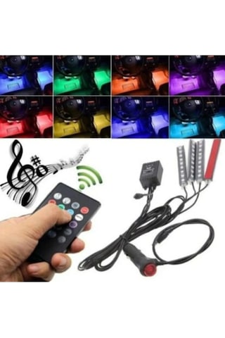 Ayak Altı Aydınlatma Led Araç Içi Sese Duyarlı Rgb Led Kumandalı