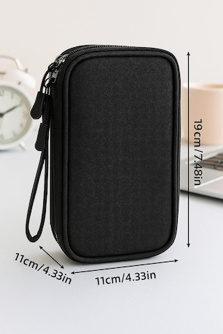 Geniş Kapasite Organizer Organiser Kablo Ssd Telefon Elektronik Düzenleyici Çanta Su Geçirmez Siyah