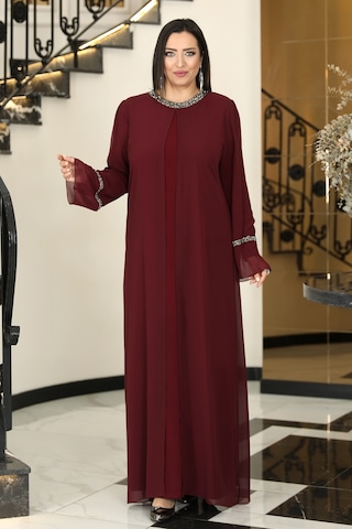 Raika Moda Sultan Büyük Beden Tesettür Abiye Bordo