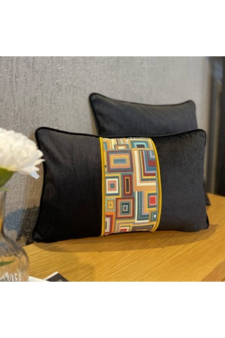 "loom" Bordürlü Kırlent Kılıfı Seti Çok Renkli