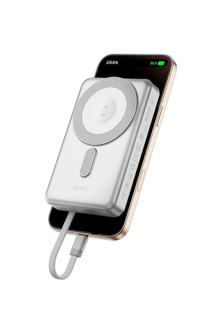 Wiwu Wi-p056 Taşınabilir Wireless Şarj Ve Pd Hızlı Şarj Özellikli Powerbank 15w 10000mah Gri