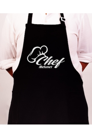 Mutfak Önlüğü Kişiye Ve İsme Özel Nakışlı Mutfak Önlüğü Şef 1 Farklı Renkler Siyah